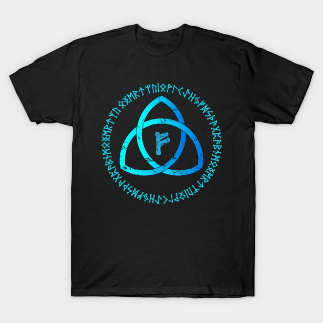 Nordic rune circle and Fehu rune T-Shirt by opooqodesign